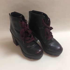 Heeled Maroon Booties